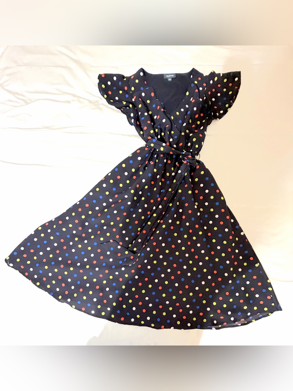 Modcloth Navy Blue multicolor Polka Dot Midi Dress